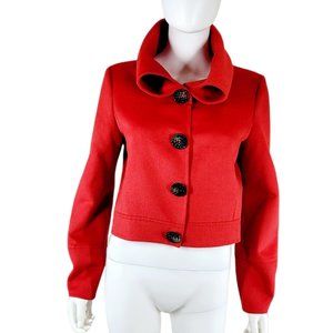 Oscar de la Renta Short Red Wool Jacket